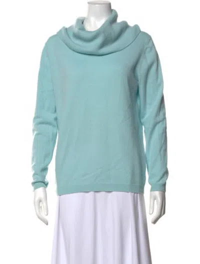 Pre-owned Pure Collection Cashmere Cowl Neck Sweater In Blue