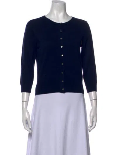 Pre-owned Pure Collection Cashmere Crew Neck Sweater In Blue