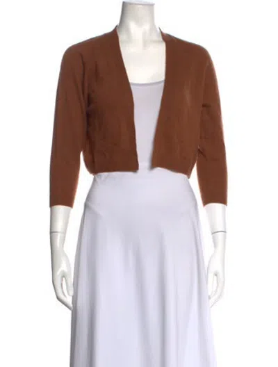 Pre-owned Pure Collection Cashmere Open Front Sweater In Brown