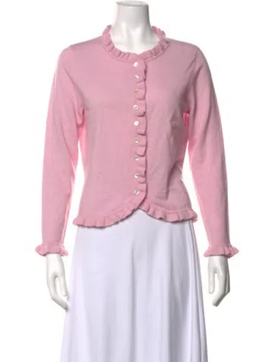 Pre-owned Pure Collection Cashmere Open Front Sweater In Pink