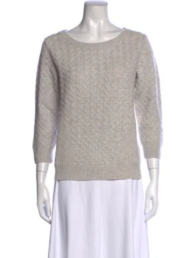 Pre-owned Pure Collection Cashmere Patterned Sweater In Grey