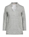 Purotatto Woman Polo Shirt Light Grey Size 6 Linen
