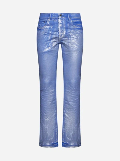 Purple Brand Coated Denim Flared Jeans In Blue