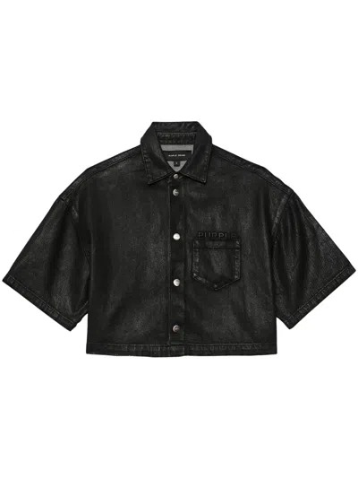 Purple Brand Cropped Denim Shirt In Black