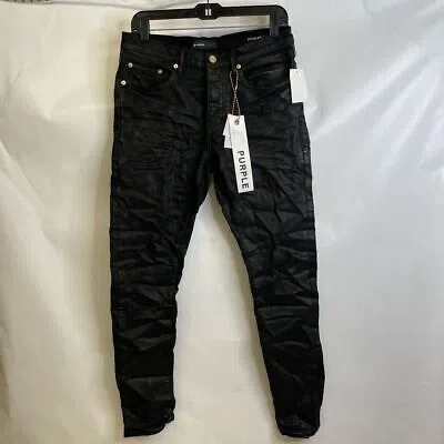 Pre-owned Purple Brand Midnight Coated Jeans Men's Size 30 Black P001-bcrb124