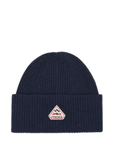 Pyrenex Logo-patch Ribbed-knit Beanie Hat In Silver