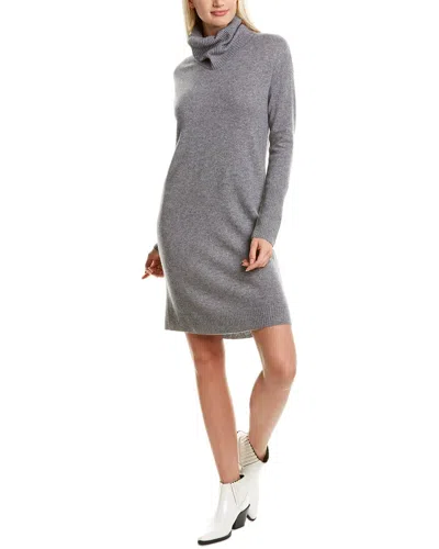 Qi Cashmere Roll Neck Cashmere Sweaterdress In Gray