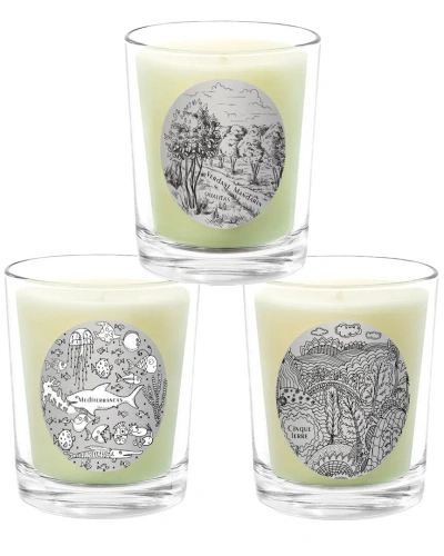 Qualitas Candles 3pc Candle Set - Cinque Terre, Mediterranean, & Verdant Mandarin In White
