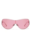 Quay Balance 51mm Shield Sunglasses In Silver/ Rose