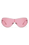 Quay Balance 51mm Shield Sunglasses In Silver/rose