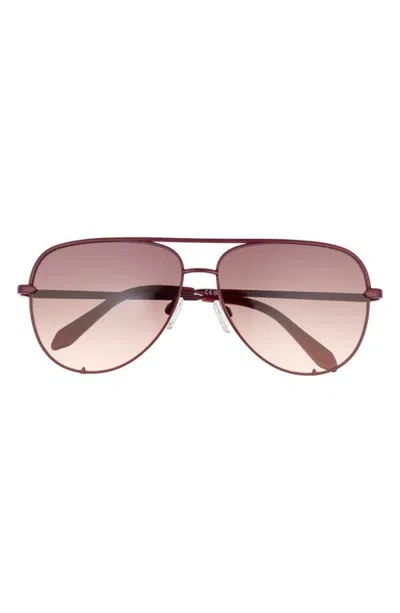 Quay High Key 64mm Gradient Oversize Aviator Sunglasses In Burgundy