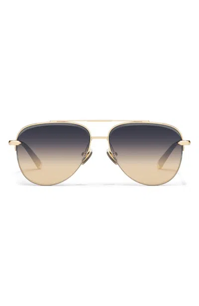 Quay High Key Gem 59mm Gradient Aviator Sunglasses In Gold