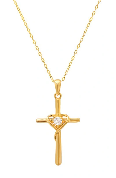 Queen Jewels Cz Cross Pendant Necklace In Gold