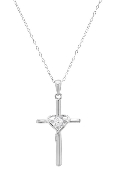Queen Jewels Cz Cross Pendant Necklace In Silver