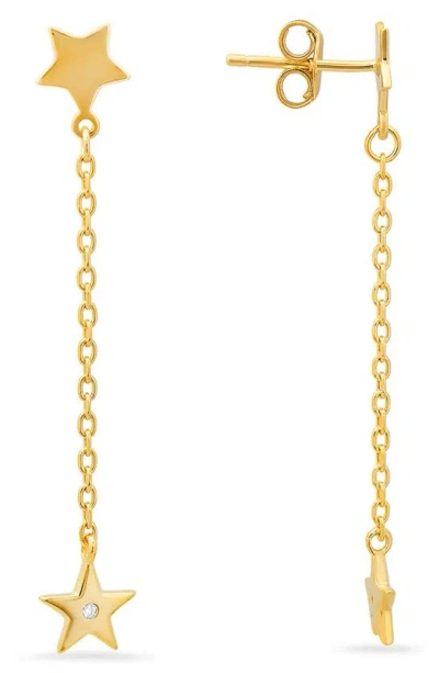 Queen Jewels Cz Star Dangle Linear Drop Earrings In Gold