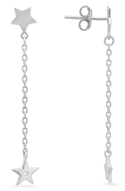 Queen Jewels Cz Star Dangle Linear Drop Earrings In Silver