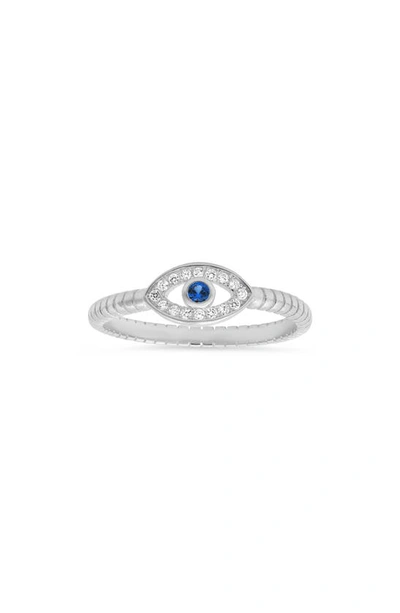 Queen Jewels Evil Eye Cz Ring In Silver