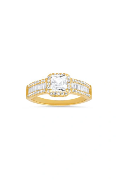 Queen Jewels Princess Cut Cz Engagement Ring In Gold