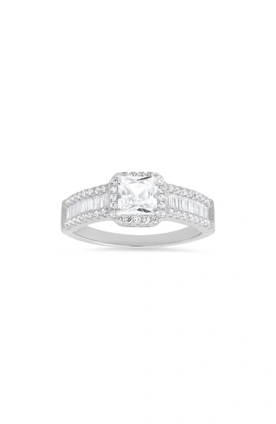 Queen Jewels Princess Cut Cz Engagement Ring In Silver
