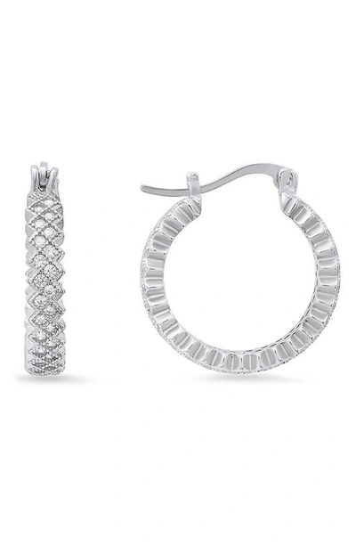 Queen Jewels Sterling Silver Cubic Zirconia Hoop Earrings In Metallic