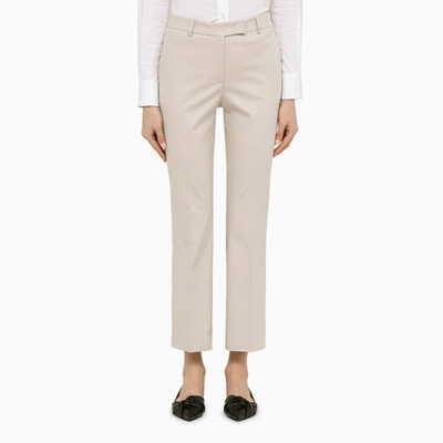 Quelledue Regular Beige Cotton Trousers In Grey