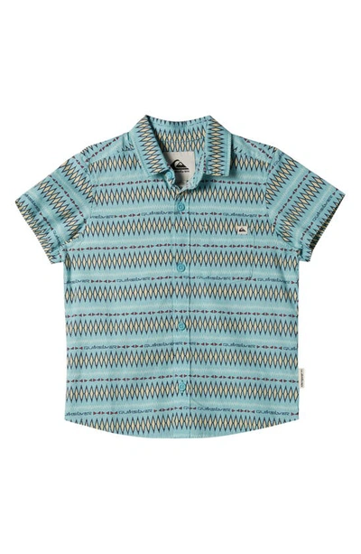 Quiksilver Kids' Toddler & Little Boys Vibrations Button-up Cotton Shirt In Marine Blue Pattern Ss Boys