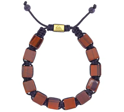 Quiksilver Men's 18k Gold-plated Steel Red Tiger Eye Adjustable Bracelet In Brown