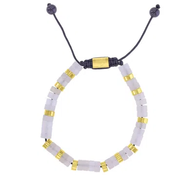 Quiksilver Men's 18k Gold-plated Steel White Onyx Adjustable Slider Bracelet In Multi