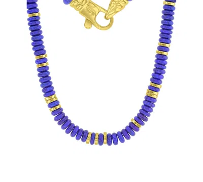 Quiksilver Men's 18k Gold-plated Steel Yellow Lapis Beaded Necklace In Blue