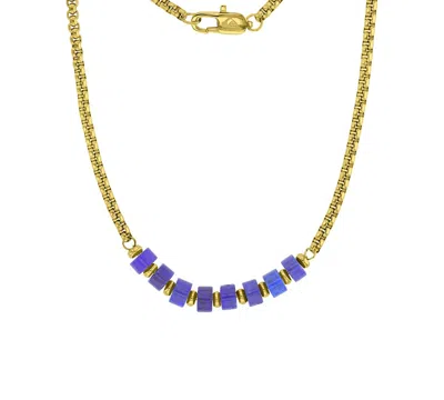 Quiksilver Men's 18k Gold-plated Steel Yellow Lapis Box Chain Necklace