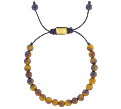 Quiksilver Men's 18k Gold-plated Tiger Eye Onyx Adjustable Bracelet In Brown