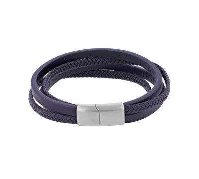 Quiksilver Men's Platinum-plated Cylinder Lock Four-layer Bracelet In Blue