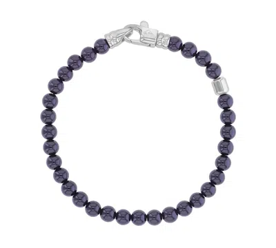 Quiksilver Men's Platinum-plated Geometric Onyx Bracelet In Blue