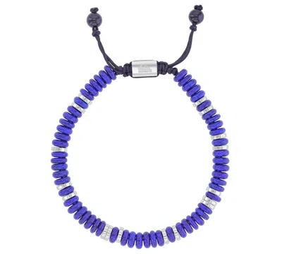 Quiksilver Men's Platinum-plated Slider Onyx Lapis Adjustable Bracelet In Blue