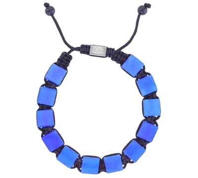Quiksilver Men's Platinum-plated Steel Blue Tiger Eye Adjustable Bracelet