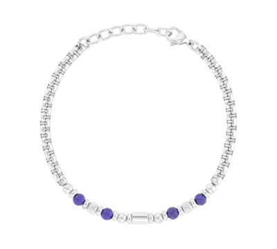 Quiksilver Men's Platinum-plated Steel Lapis Hexagon Bracelet In Gray