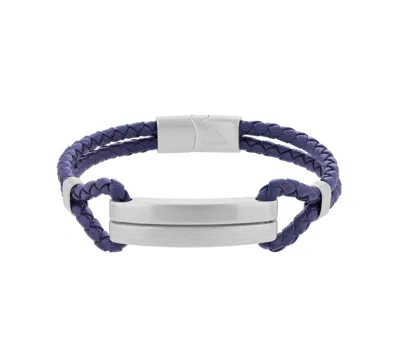 Quiksilver Men's Platinum-plated Steel Plate Lock Two-layer Bracelet In Blue