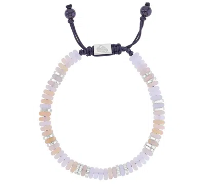 Quiksilver Men's Platinum-plated Steel Slider And White Onyx Adjustable Bracelet