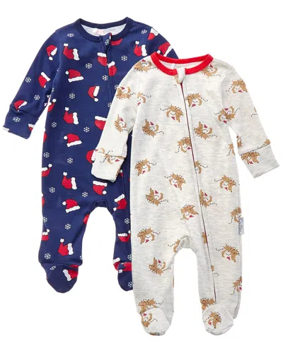 Quiltex Babies' 2pk Holiday Footed Coverall In Multi