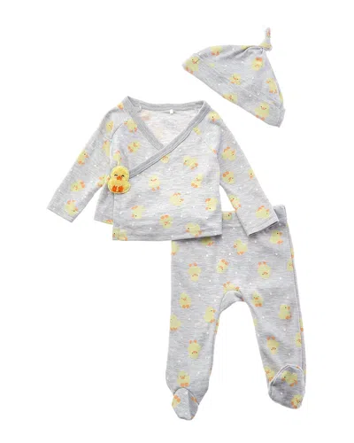 Quiltex Kids' 3pc Ducks Cardigan Set In Brown