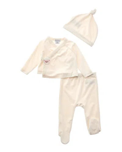 Quiltex Babies' 3pc Lamb Cardigan Set In Neutral