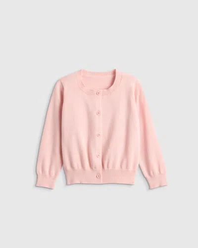Quince Kids' Crewneck Cardigan Sweater In Pink