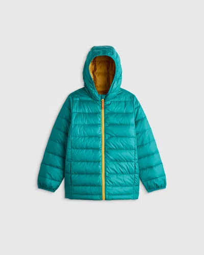 Quince Kids' Lightweight Down Hooded Puffer Jacket In Green