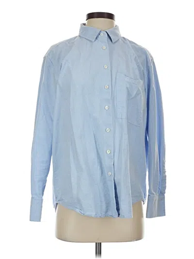 Pre-owned Quince Long Sleeve Button Down Shirt In Blue