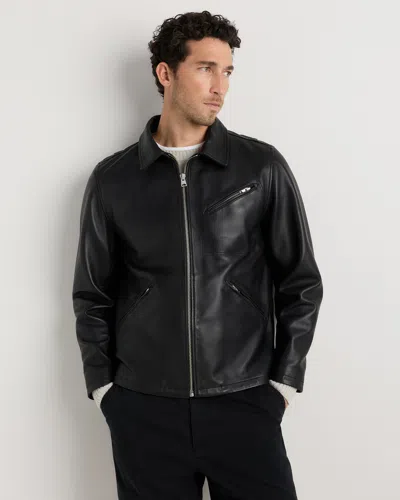 Quince Men's 100% Washed Leather Moto Jacket In Black