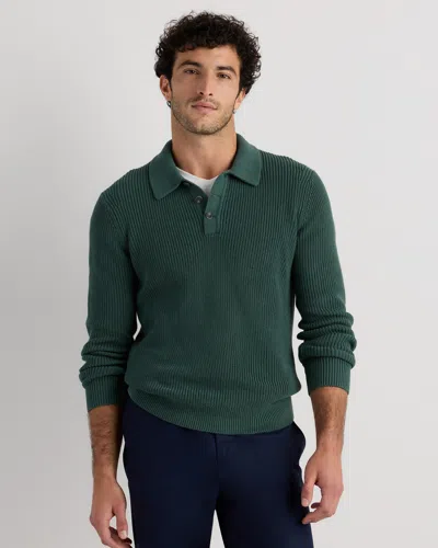 Quince Men's Ribbed Polo Sweater In Green