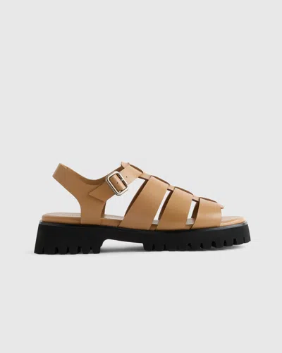 Quince Women's Italian Leather Lug Sole Fisherman Sandal In Cashew