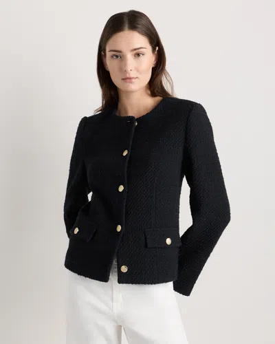 Quince Women's Tweed Collarless Jacket In Black