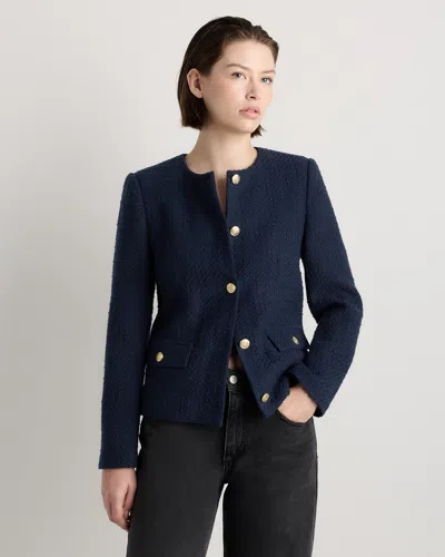 Quince Women's Tweed Collarless Jacket In Blue