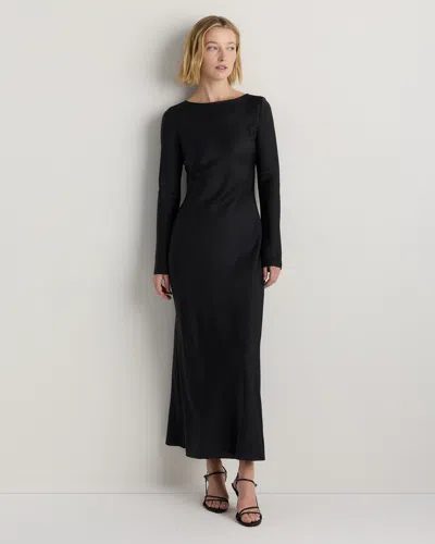 Quince Women's Washable Stretch Silk Long Sleeve Maxi Dress In Black